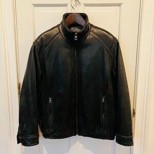 Marc New York by Andrew Marc Leather Cafe Racer Moto Bomber Jacket Mens Size L